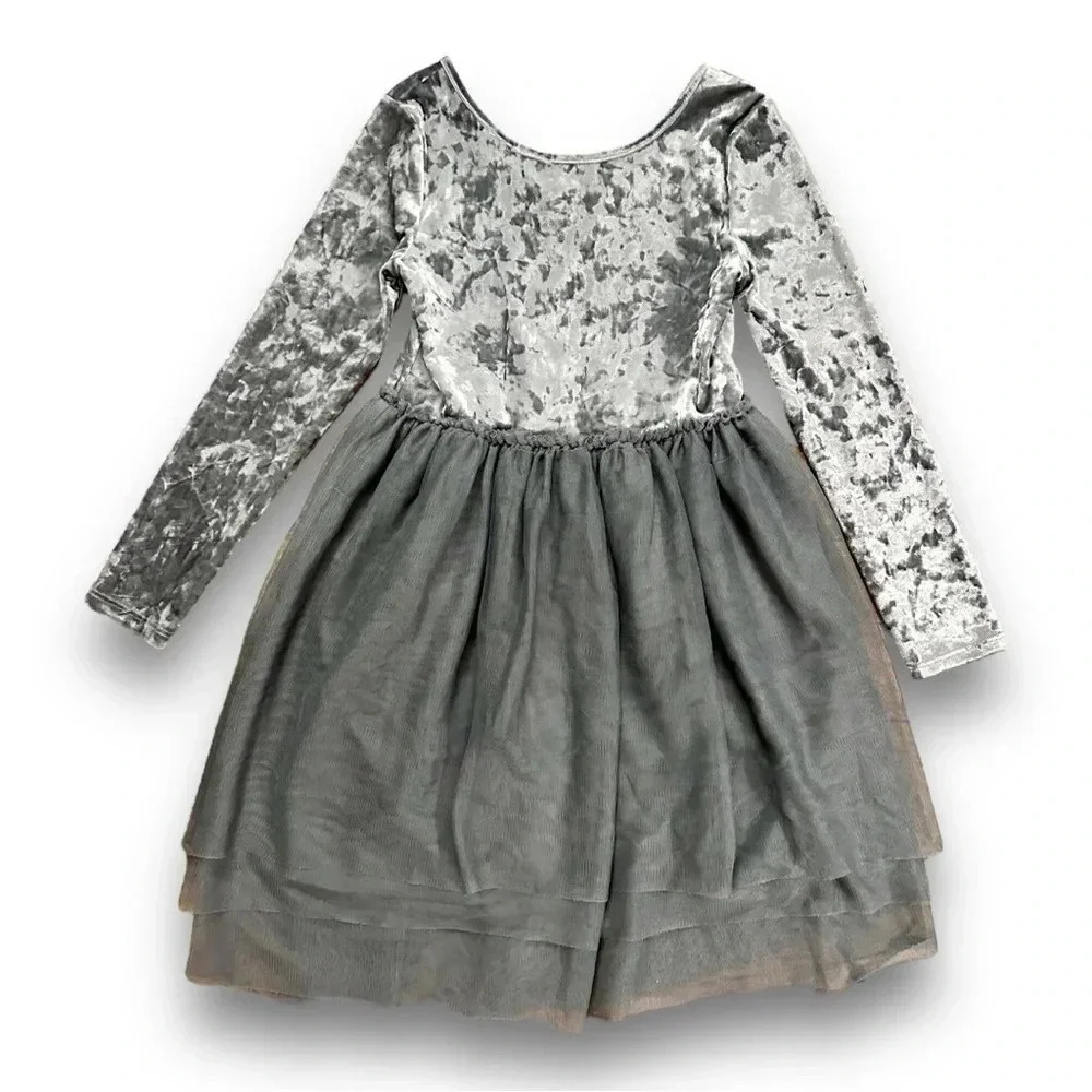 Cat & Jack | Crushed Velvet Tulle Dress (6X) 🩶